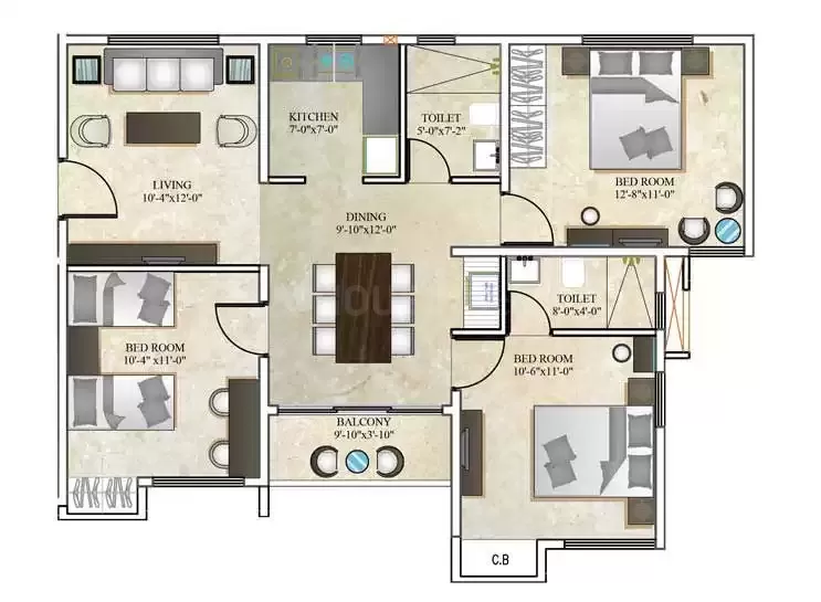 3 BHK | 1130.00 sq.ft | ₹ 51.59 L