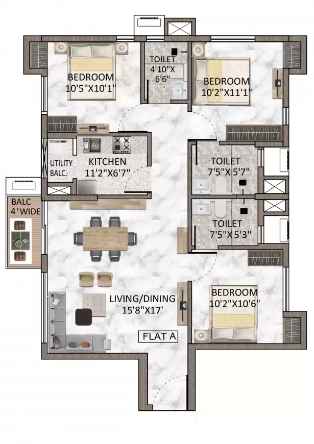 3 BHK | 1400.00 sq.ft | ₹ 72.1 L