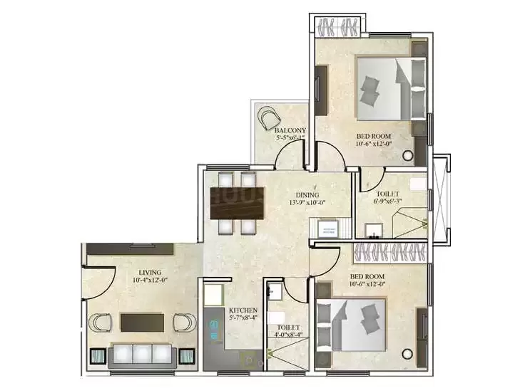 2 BHK | 940.00 sq.ft | ₹ 42.94 L
