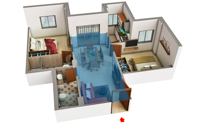 2 BHK | 576 sqft. | ₹ 50 lacs