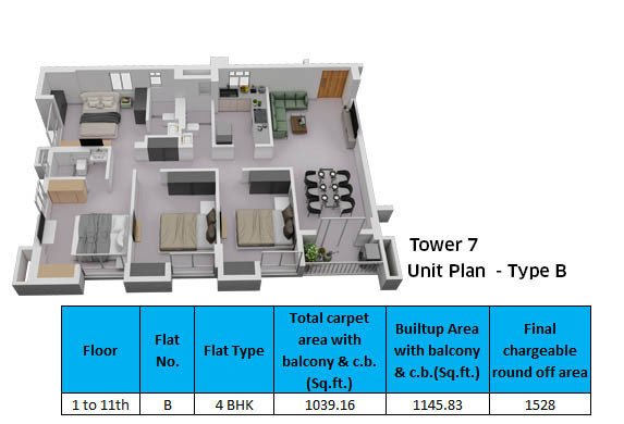 4 BHK | 1528 sqft. | ₹ 82 lacs