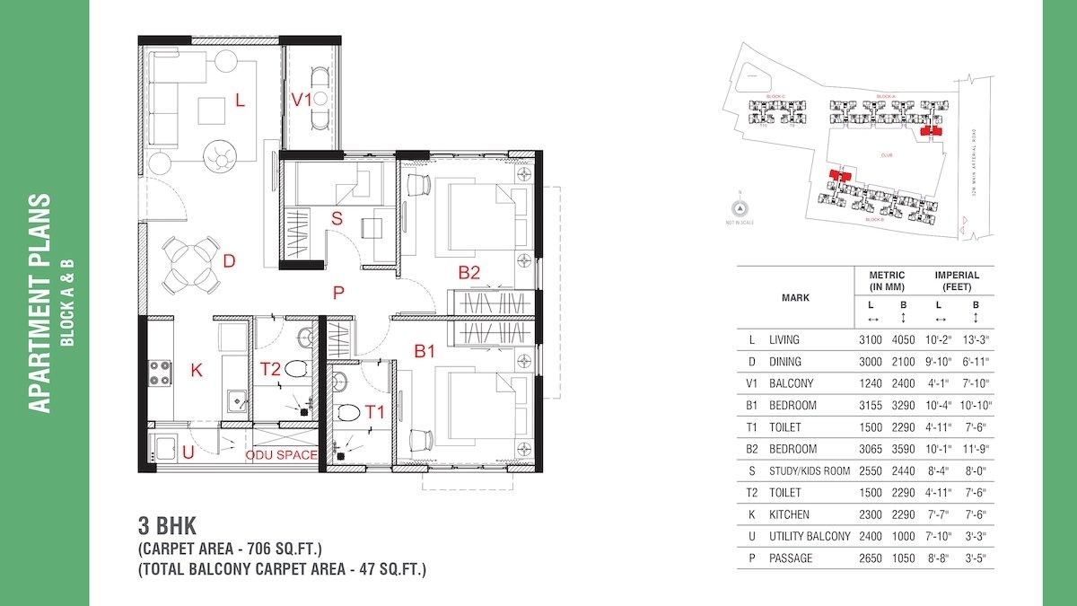 3 BHK | 706 Sq.ft | ₹ 85 L