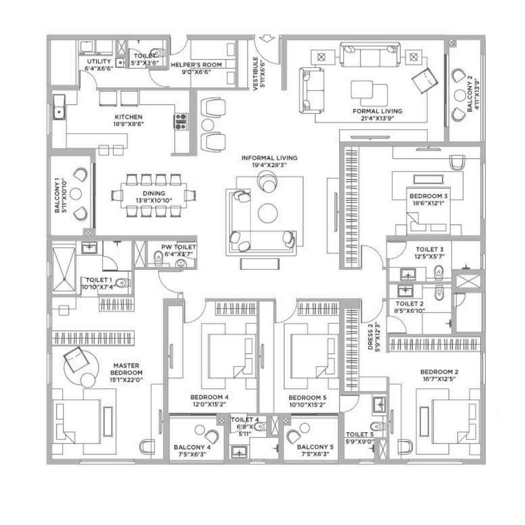 5 BHK | 3186 Sq.ft | ₹ 4.27 Cr