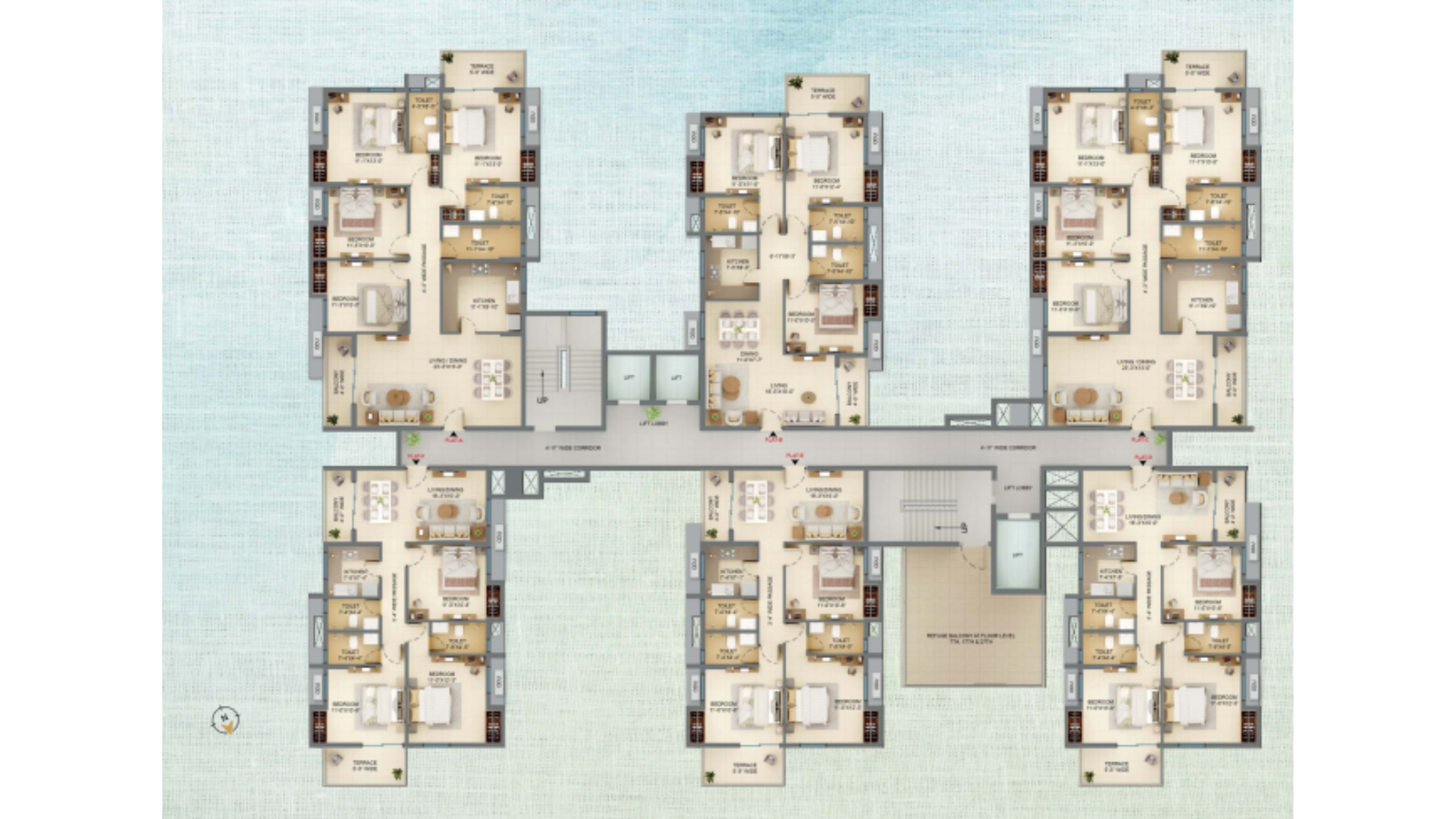 3 BHK | 862Sq.ft | ₹ 73 Lacs