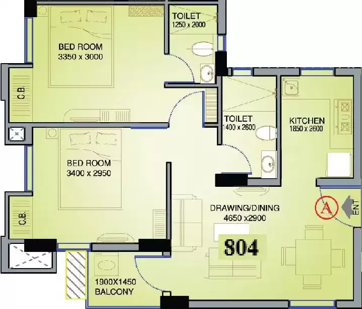 2 BHK | 962 Sq. ft | 43 Lakhs