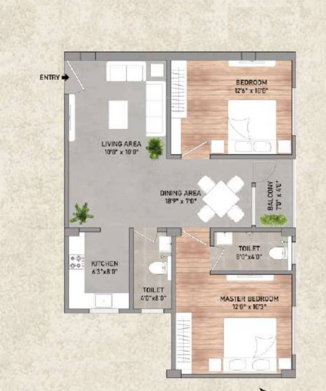 2 BHK + 2T | 970 Sq ft | 32.01 L