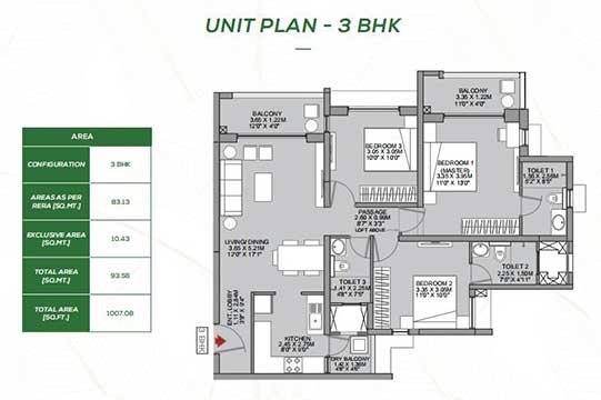 3 BHK | 1.18 Cr